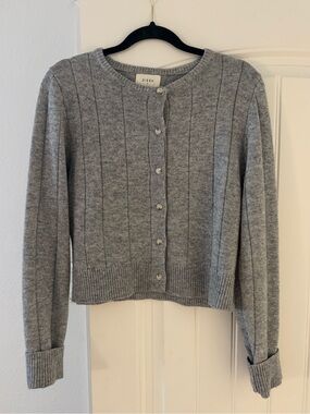 DISSH Light Gray Ribbed Button-Front Cardigan